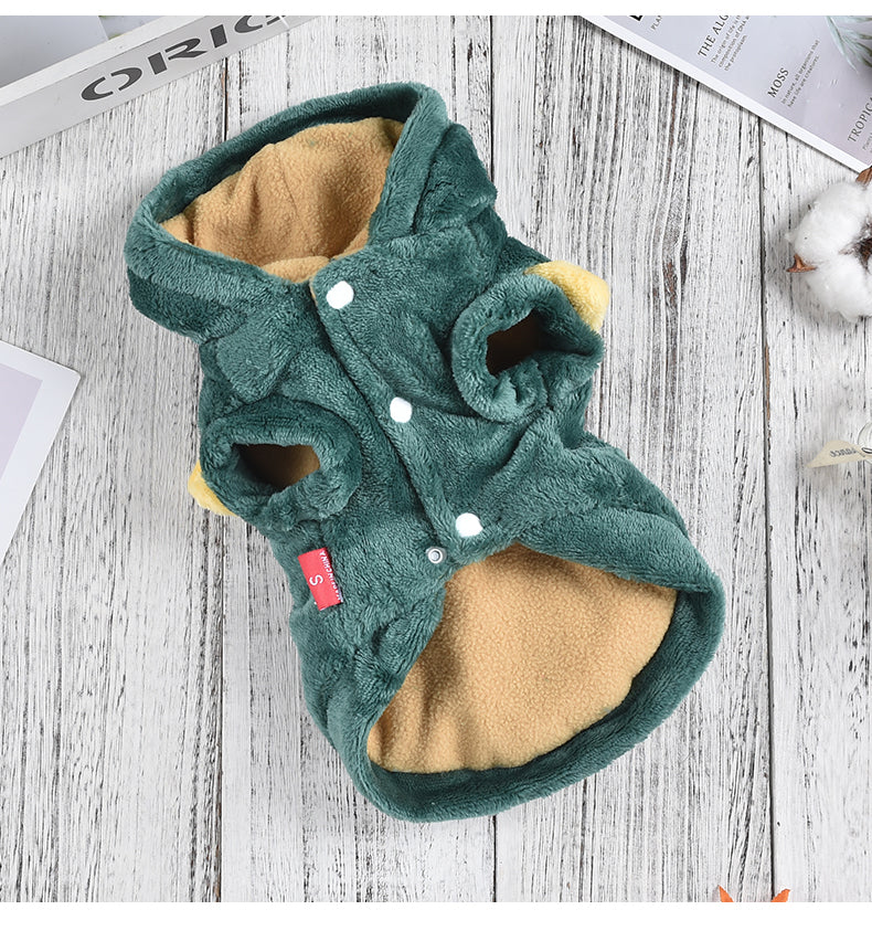 Pet Cat & Dog Costume | Funny Forest Green Dinosaur Outfit