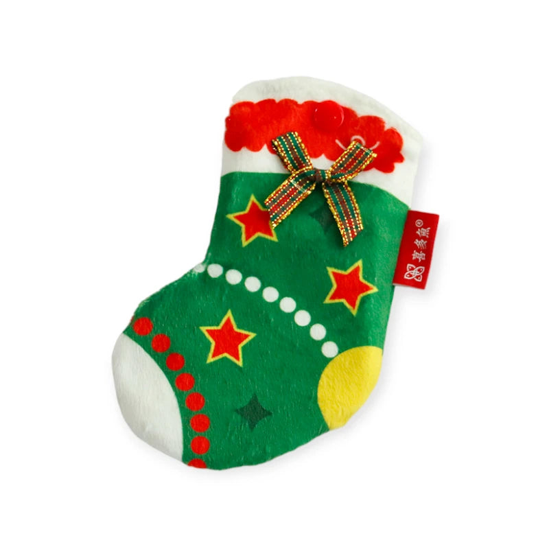 Christmas Stocking Cat Toy with Crinkle Paper & Catnip – Blue, Red, or Green