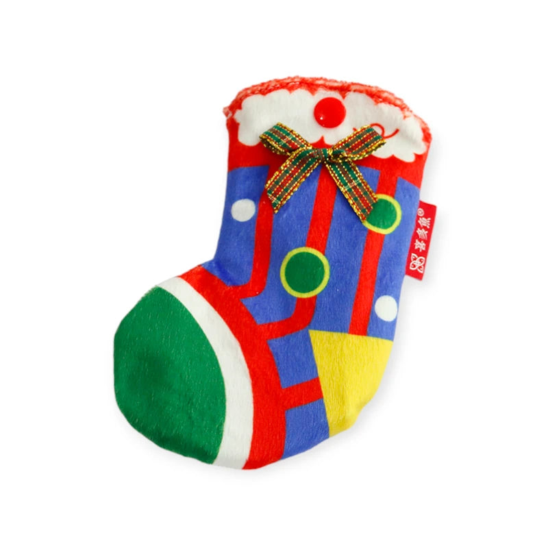 Christmas Stocking Cat Toy with Crinkle Paper & Catnip – Blue, Red, or Green