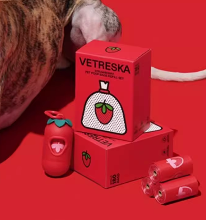 Vetreka Capsule Dog Poop Bag Dispenser Set – Biodegradable Scented Waste Bags with ABS Capsule Holder & Carabiner or Hanging Strap