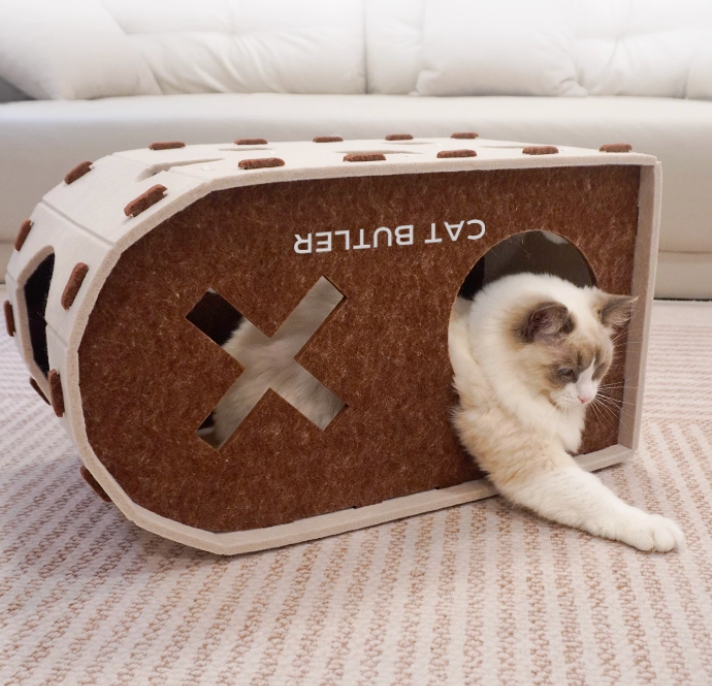 Felt Cat house with Magical Pom-Pom Toy – Cat Hideout