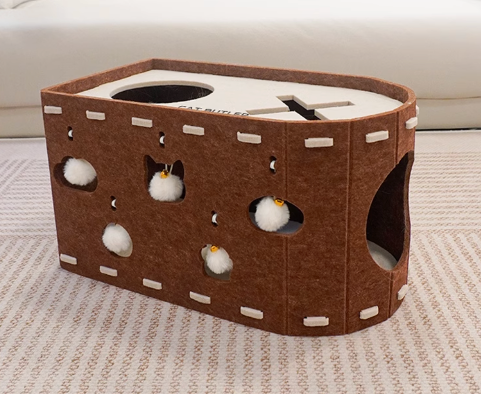 Felt Cat house with Magical Pom-Pom Toy – Cat Hideout