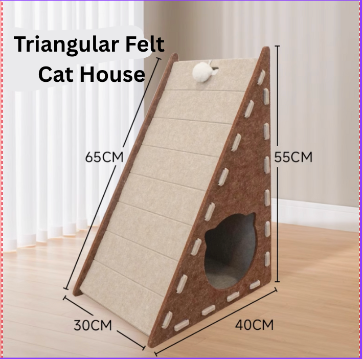 Triangular Felt Cat House – Cozy, Scratchable & Stylish