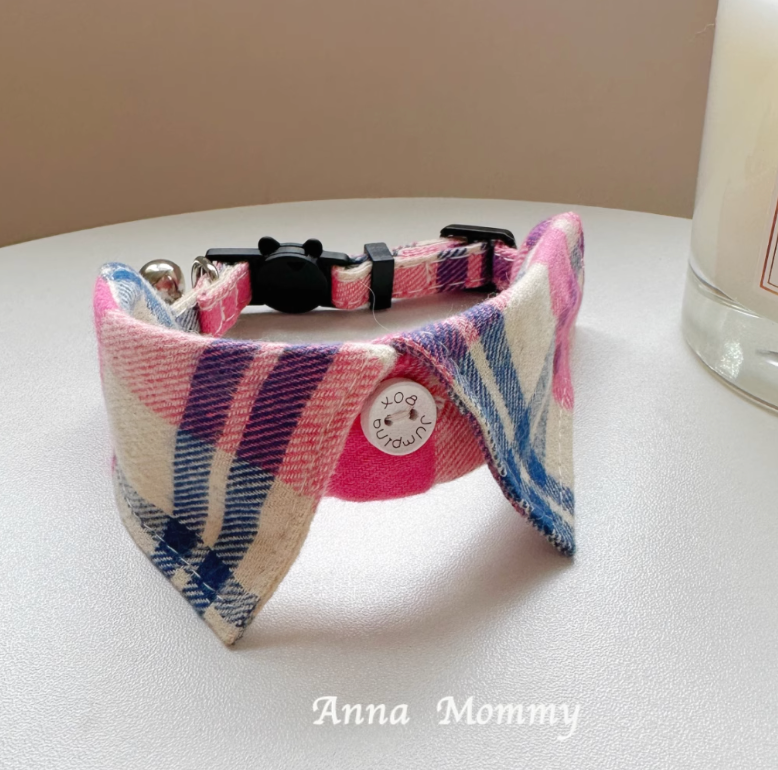 Cute Plaid Bow Tie Pet Collar – Stylish Summer Accessory for Cats & Dogs
