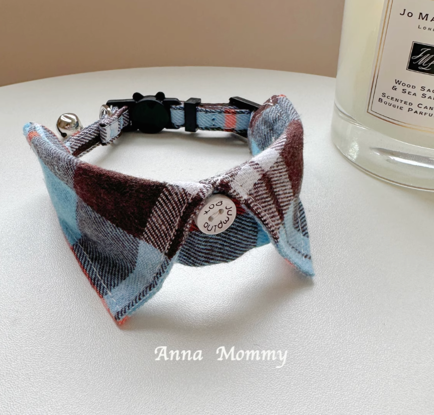 Cute Plaid Bow Tie Pet Collar – Stylish Summer Accessory for Cats & Dogs