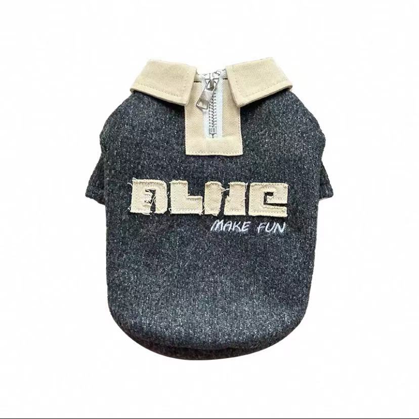 American College Style Thick Warm Pet Polo Shirt — For Dogs & Cats