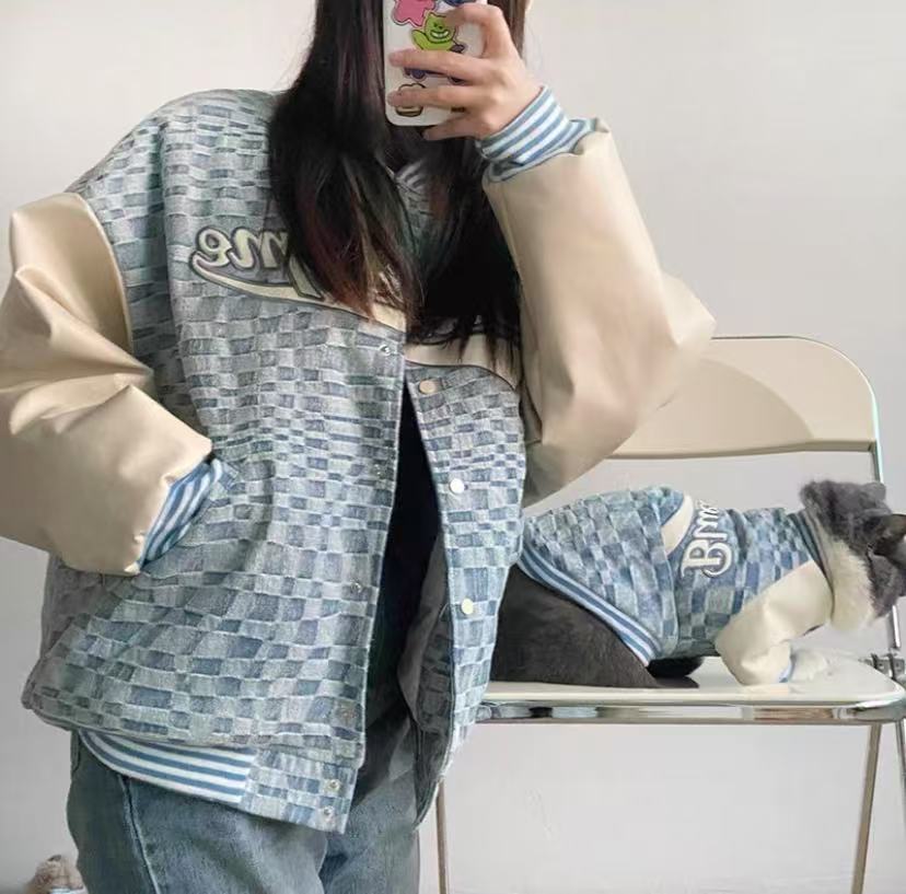 BLUETIME Pet-Human Matching Varsity Jacket – Stylish Duo Wear