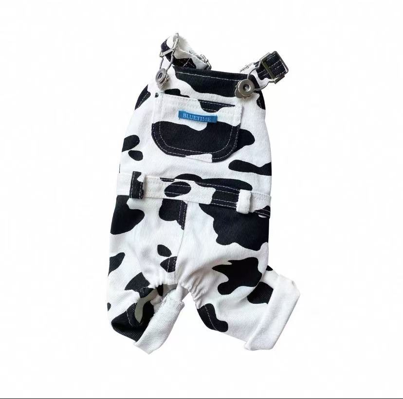 Mooon~ Adorable Cow Print Pet Overalls Skirt – Pet Clothes for Pets