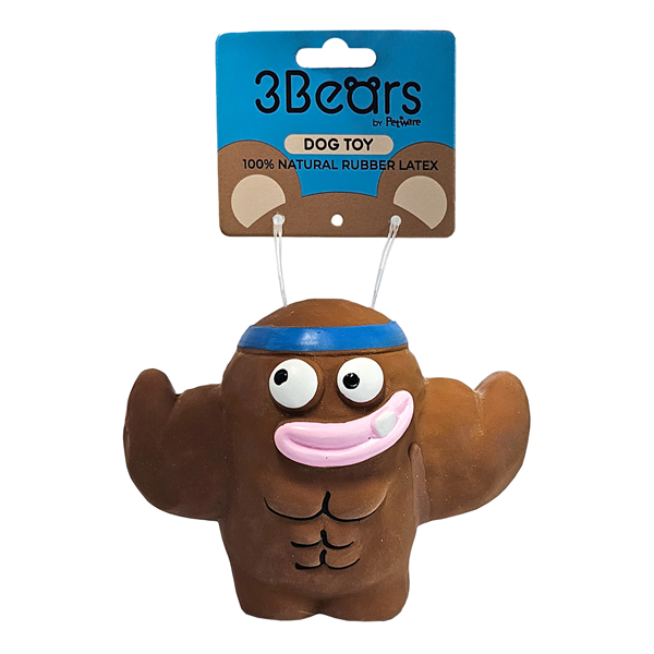 3Bears Latex Q Brothers 11.5cm Squeaker Dog Toy - Brown