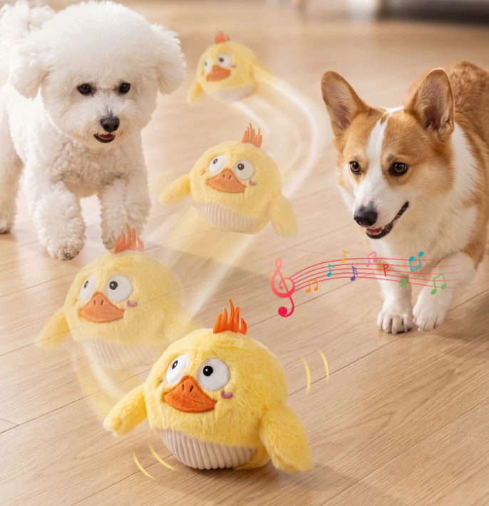 Automatic Bouncing Plush Ball Toy for Dogs – Washable Cover