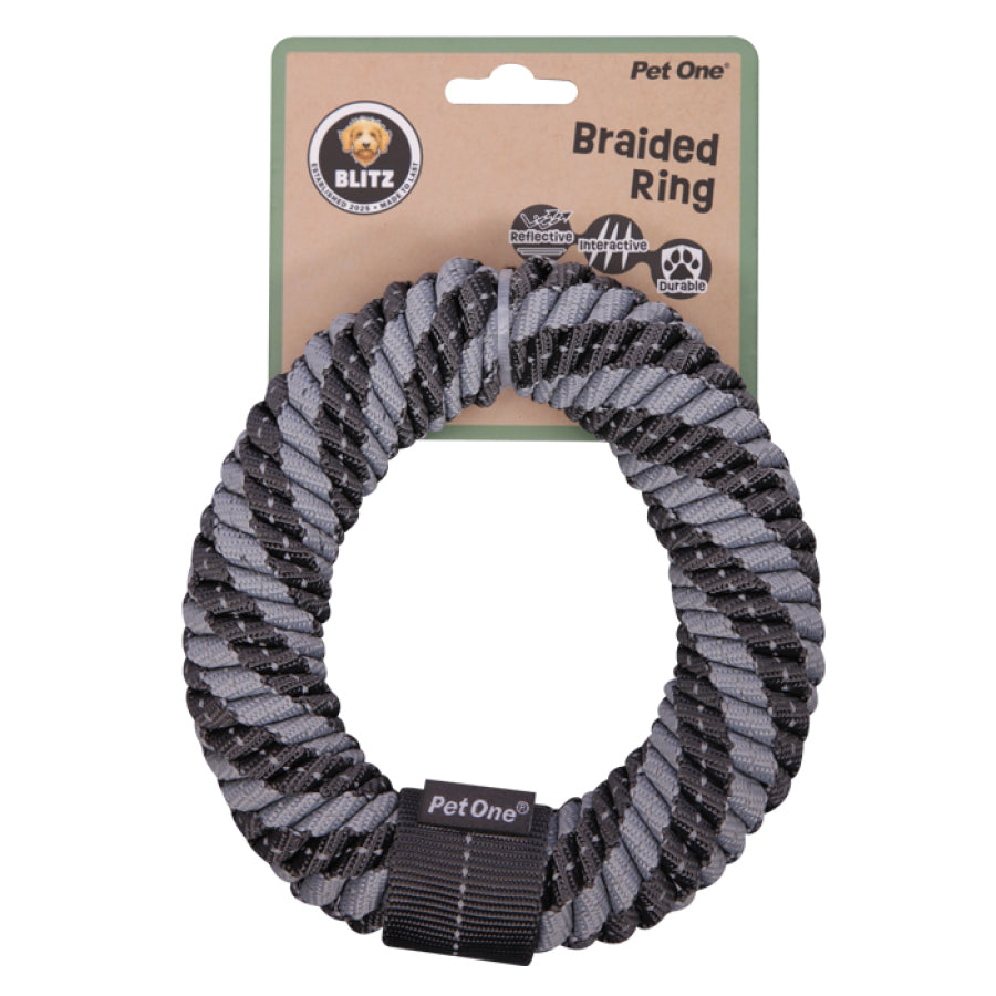 Dog Toy Blitz Braided Ring Grey