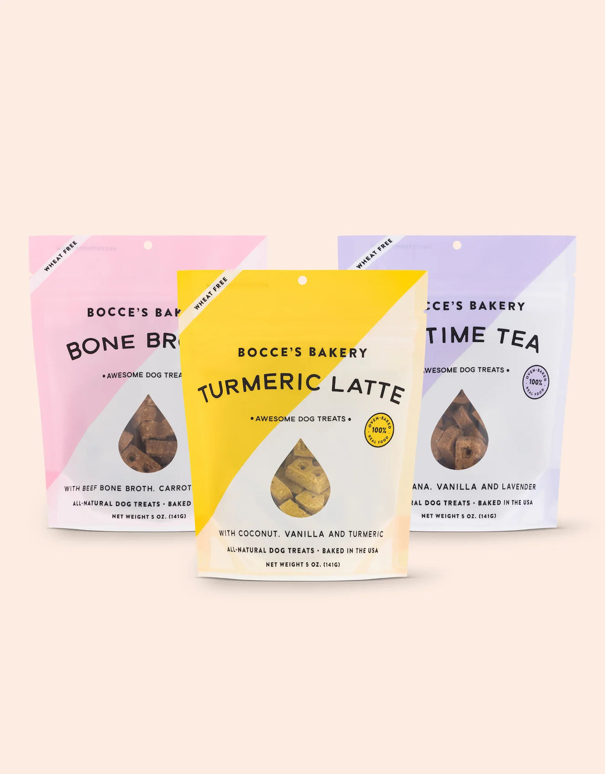 Bocce's Wellness Lovers Bundle - Turmeric, Bedtime Tea & Bone Broth Biscuits - 5oz (142g) each