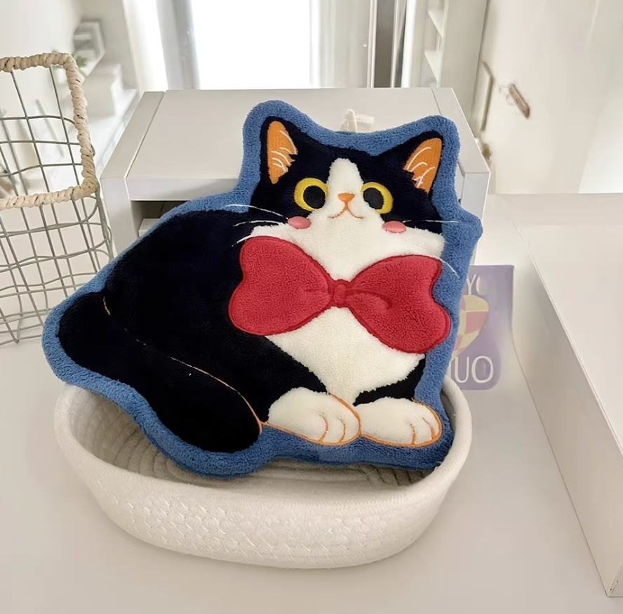Cute Cat Hanging Hand Towel | Super Absorbent & Quick-Dry with Loop