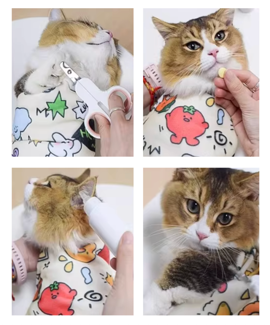 Cat Grooming Wrap | Self-Adhesive Magic Pet Towel 55x55cm – Nail, Bath, Groom