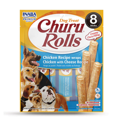 Inaba Dog Churu Rolls Chicken Wraps w/ Cheese Recipe (12g x 8)