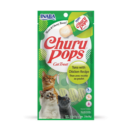 INABA Churu Pops Tuna with Chicken Cat Treats 4x15g