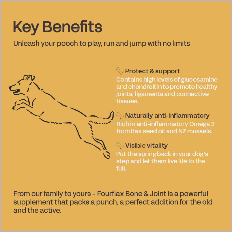 Fourflax Bone & Joint Oil Supplement for Dogs - Mobility & Flexibility Support 250ml