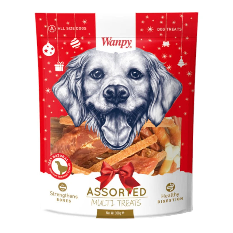 Wanpy Christmas Multipack Dog Treats - 300g | Festive Assorted Snacks