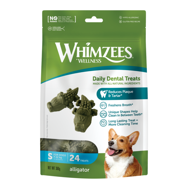 Whimzees Alligator Small Dog Treats - Dental Chews, 24 Pack | PAWS CLUB