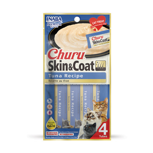 Inaba Cat Churu Skin & Coat Treats 14g x 4 Pack - Tuna Recipe