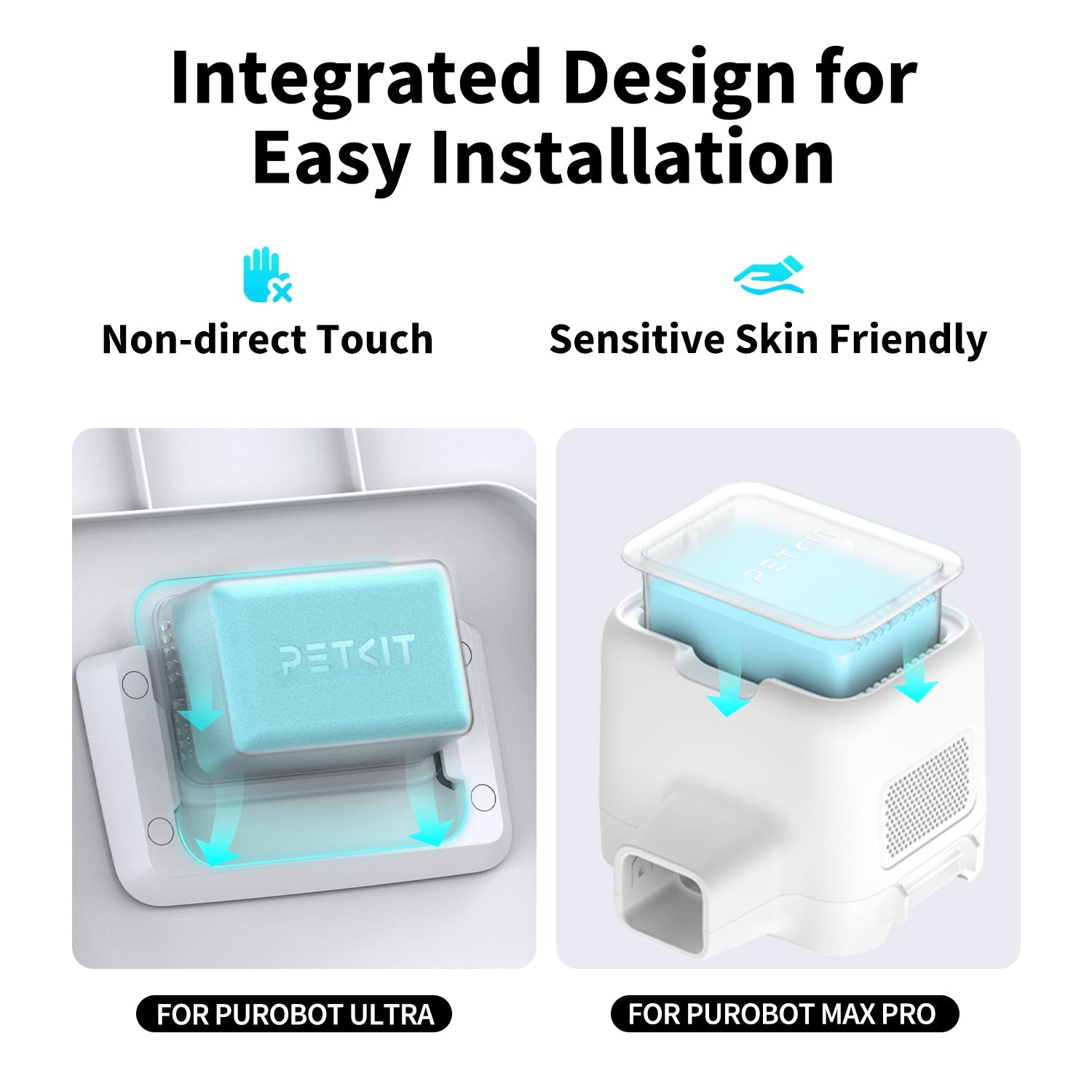 Close-up of PETKIT N60 integrated into PUROBOT Max Pro, showing easy installation and odor elimination.