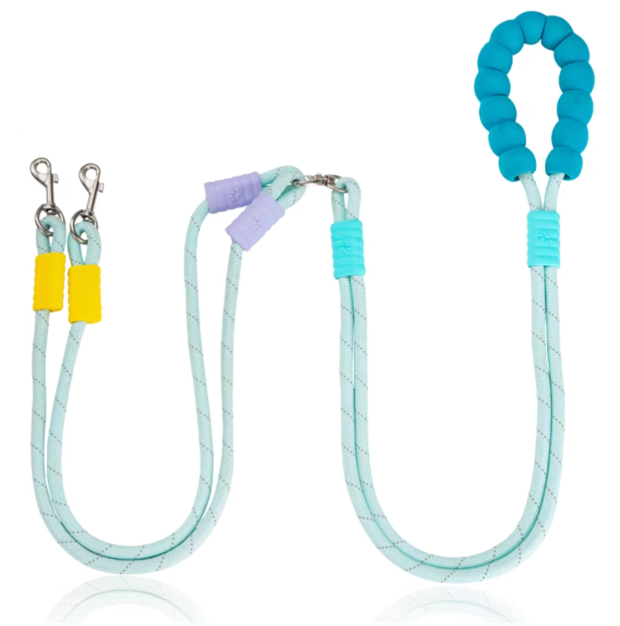 Dual Dog Leash No-Tangle | Hands-Free Waist & Crossbody Double Leash