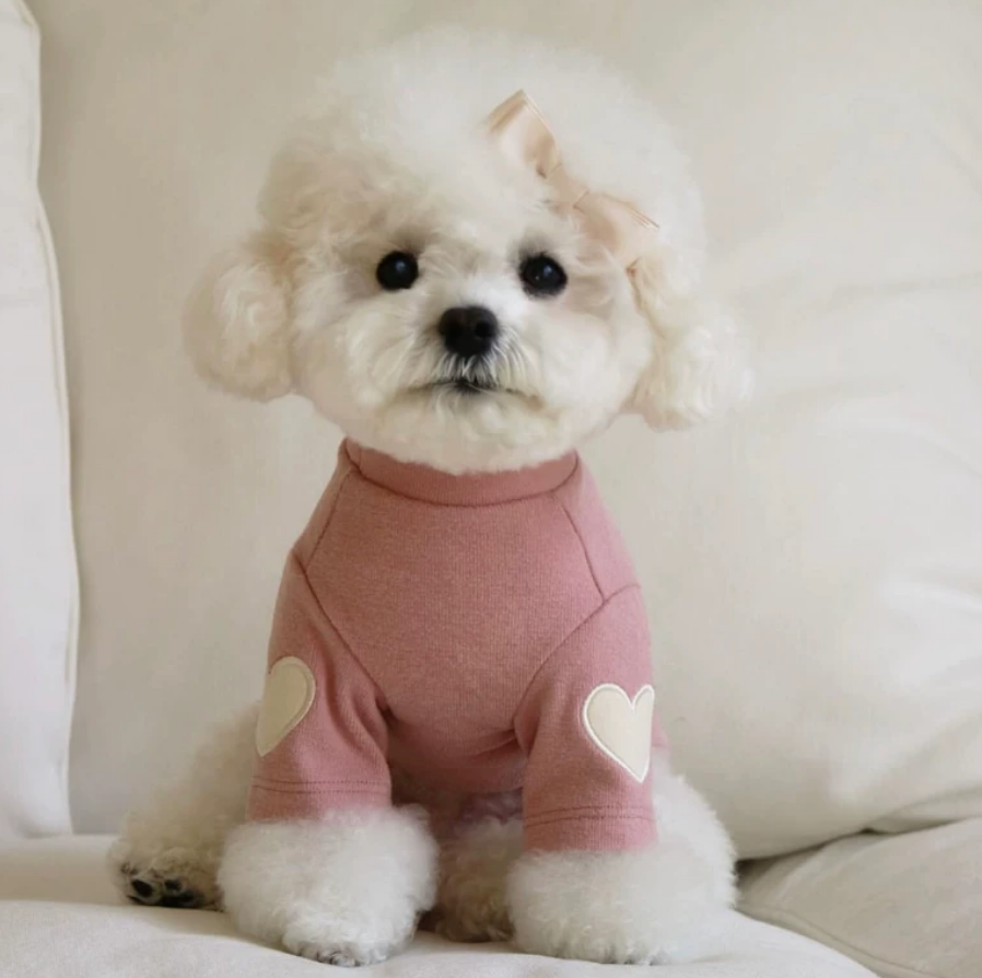 Heart Embroidered Fleece Hoodie for Dogs & Cats – Warm & Cozy Pet Clothing