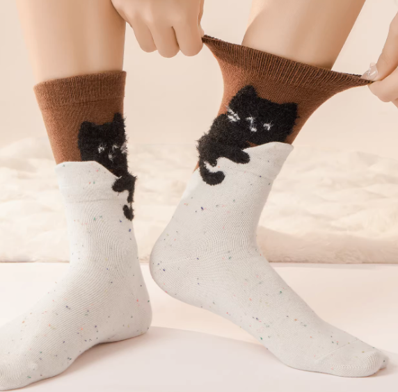 Cute Kitten Mid-Calf Socks for Women – Soft, Fun Cat Design