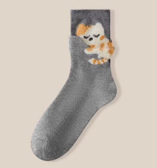 Cute Kitten Mid-Calf Socks for Women – Soft, Fun Cat Design