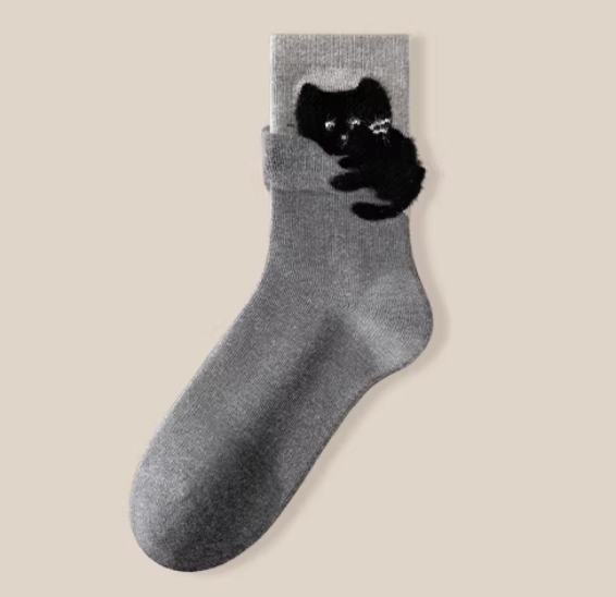 Cute Kitten Mid-Calf Socks for Women – Soft, Fun Cat Design