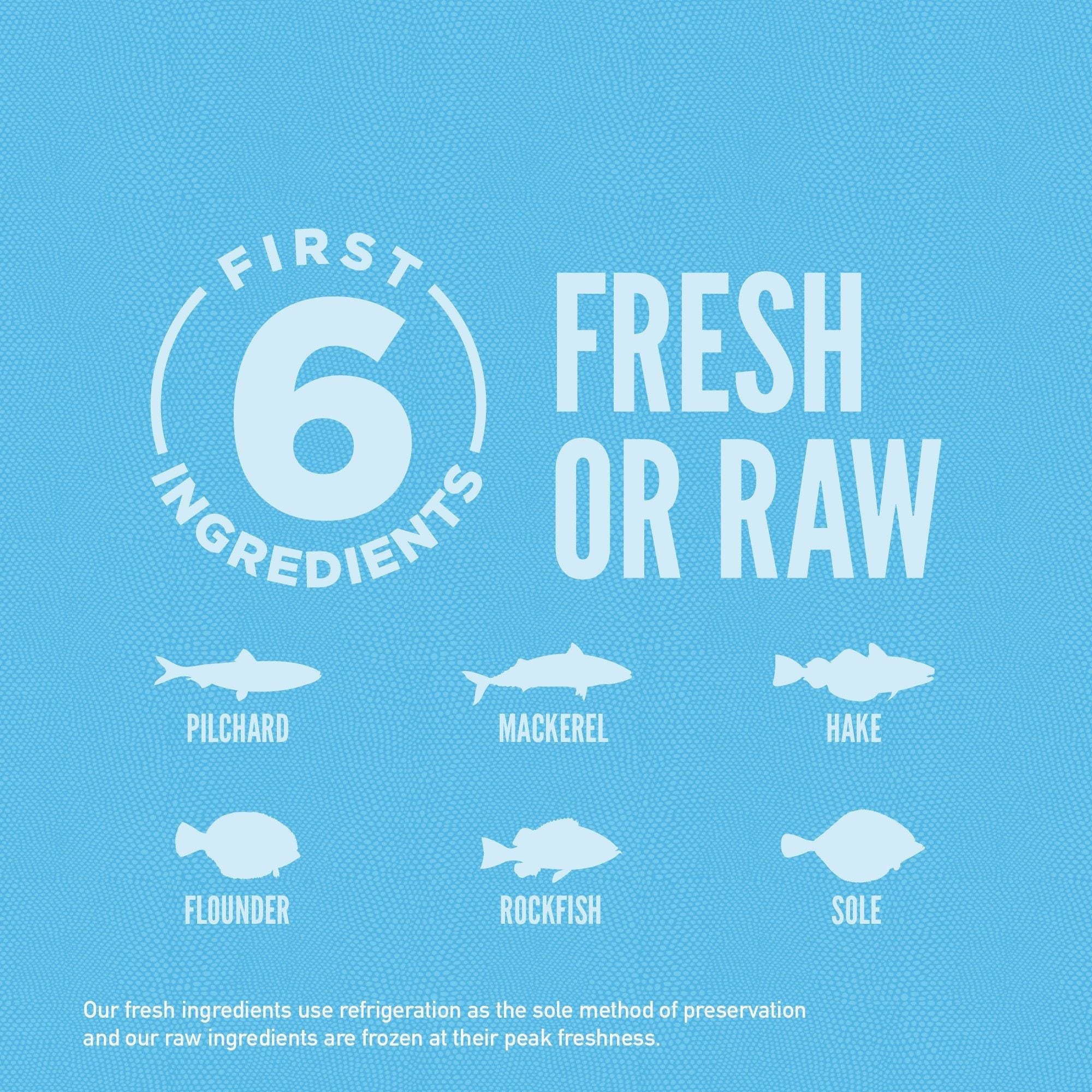 Orijen™ Six Fish Dog – Fresh Pacific Pilchard, Mackerel, Hake, Flounder, Rockfish & Sole