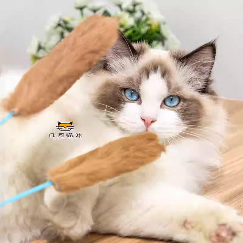 Rabbit Fur Cat Teaser – Ball / Strip Style Cat Toy