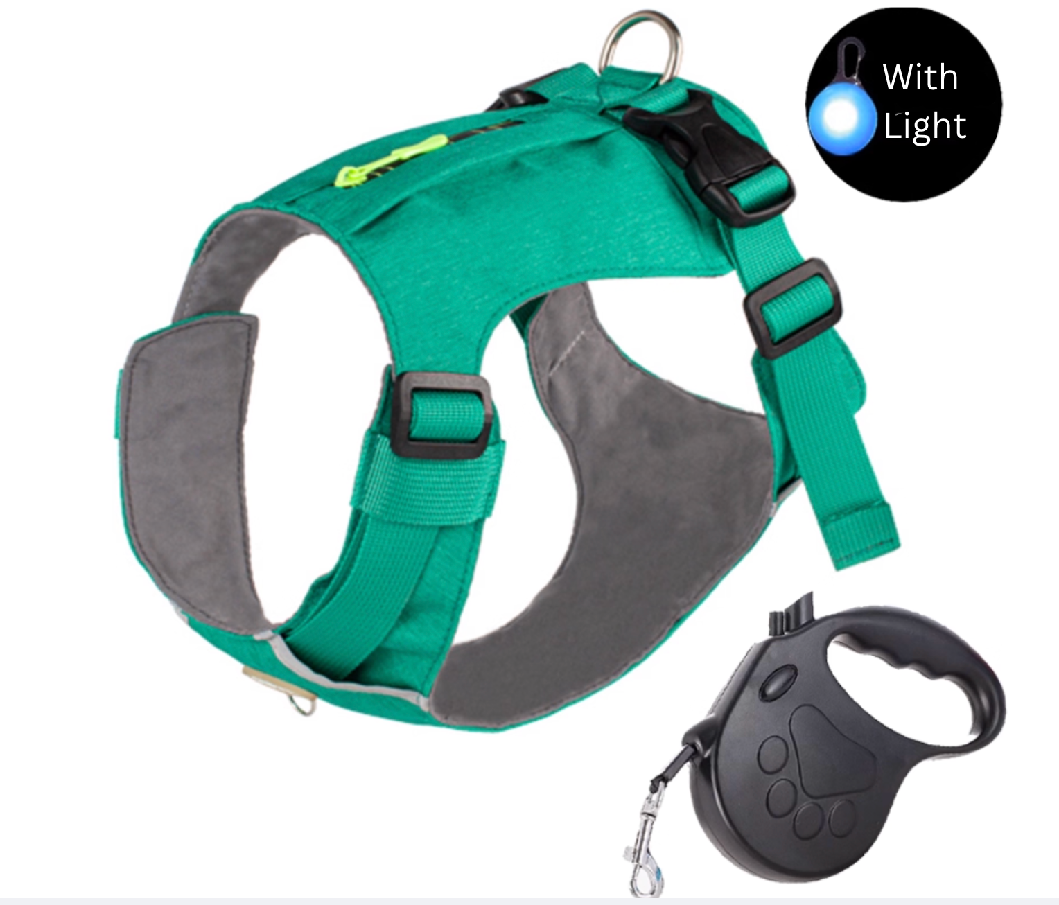 Reflective Dog Harness Leash Set – 5m Retractable Leash