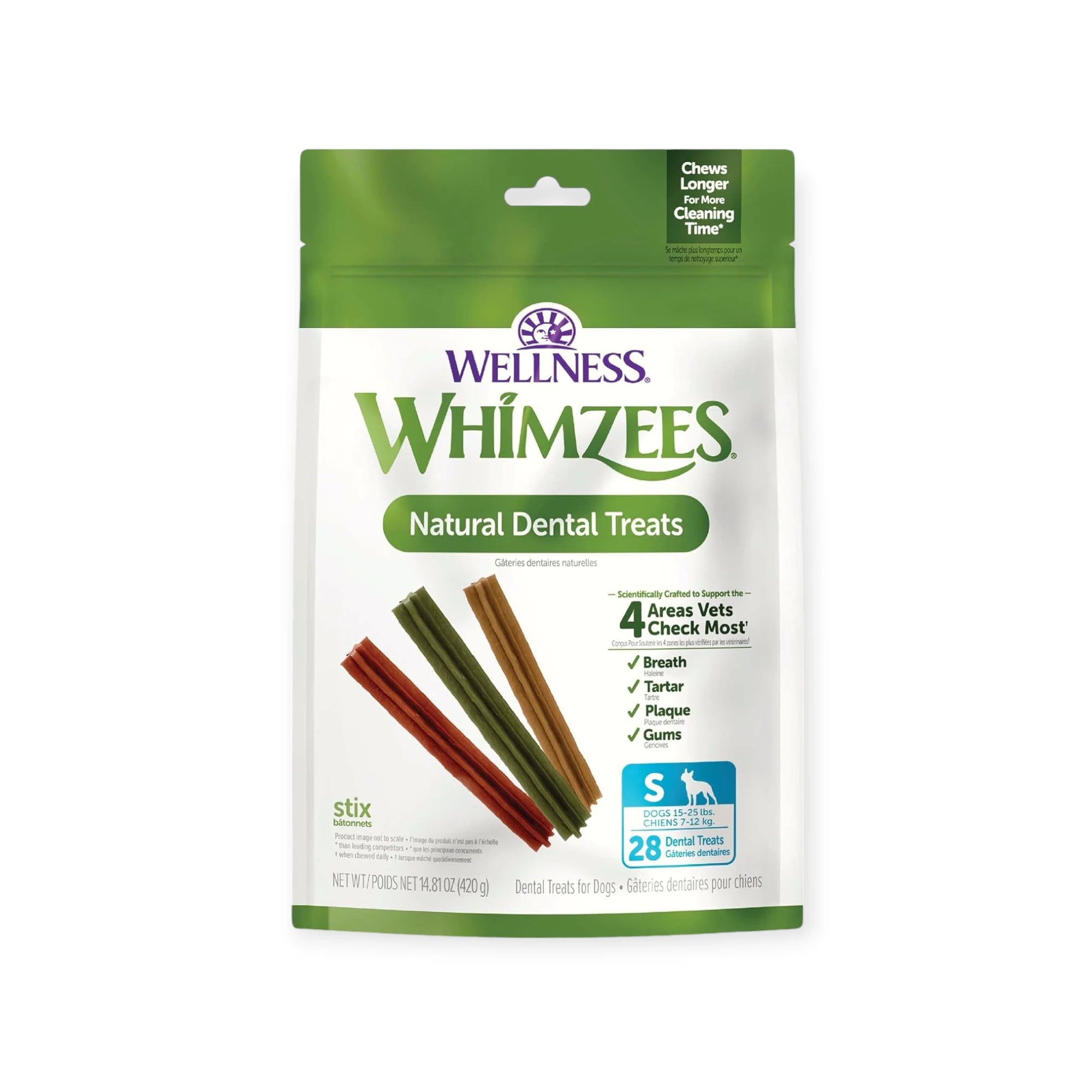 WHIMZEES Stix Dental Dog Treats, Small (7-12 kg Dogs), Natural Daily Chews, 28 Pack | PAWS CLUB