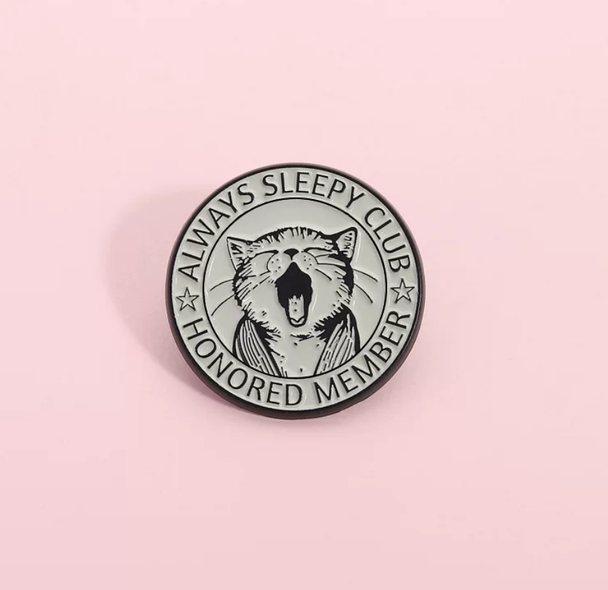Sleepy Cat Yawning Enamel Pin – Cute Cat Lover Badge