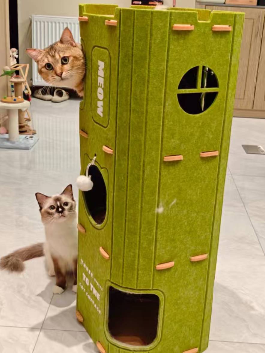 Tree Hollow Cat House with Scratcher | Multi-Level  | Heavy-Duty, Washable Cat Furniture