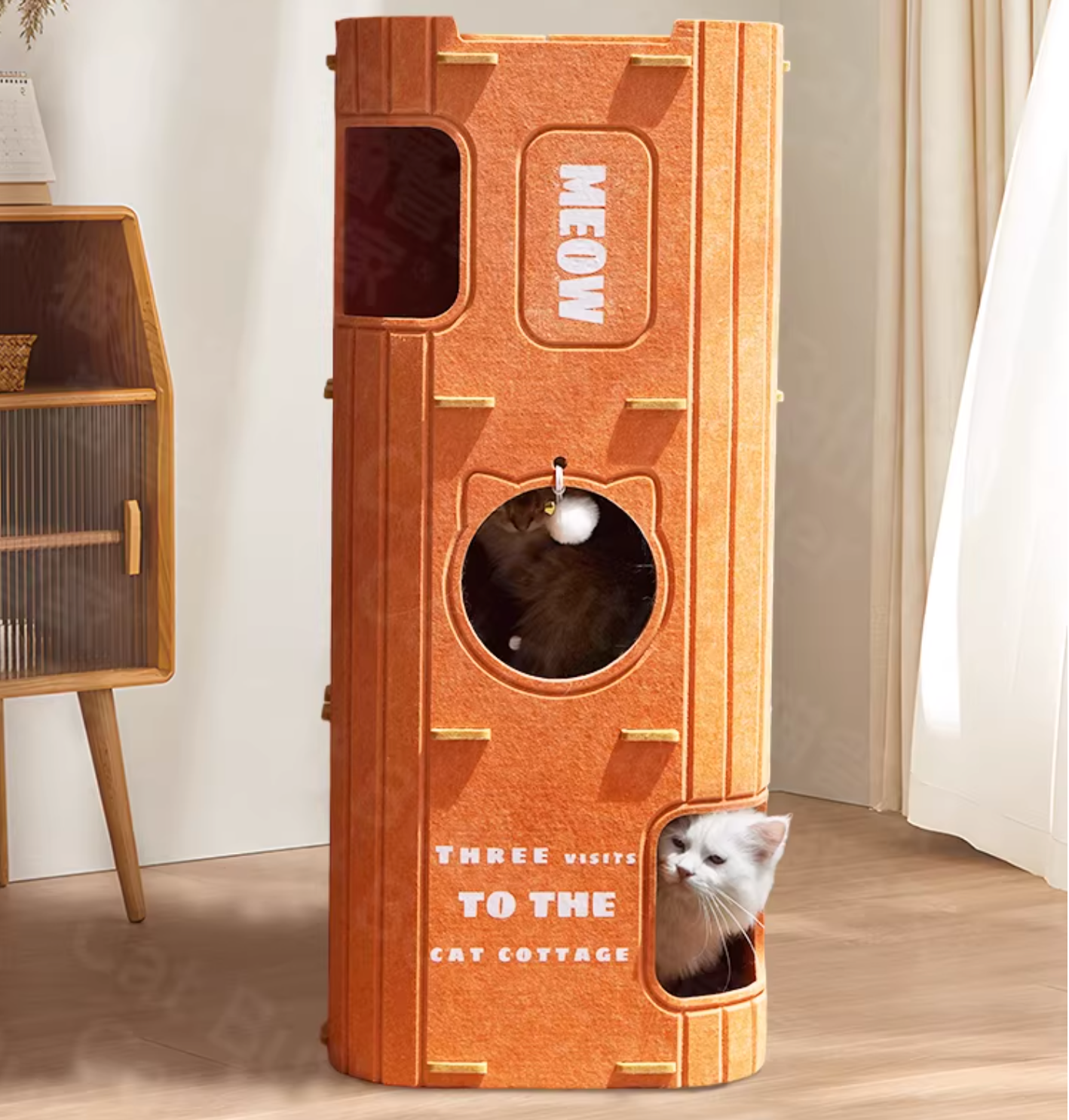 Tree Hollow Cat House with Scratcher | Multi-Level  | Heavy-Duty, Washable Cat Furniture