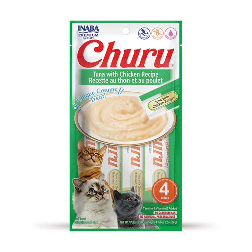Inaba Churu 金枪鱼鸡肉食谱奶油猫零食 56 克 - 保湿和营养