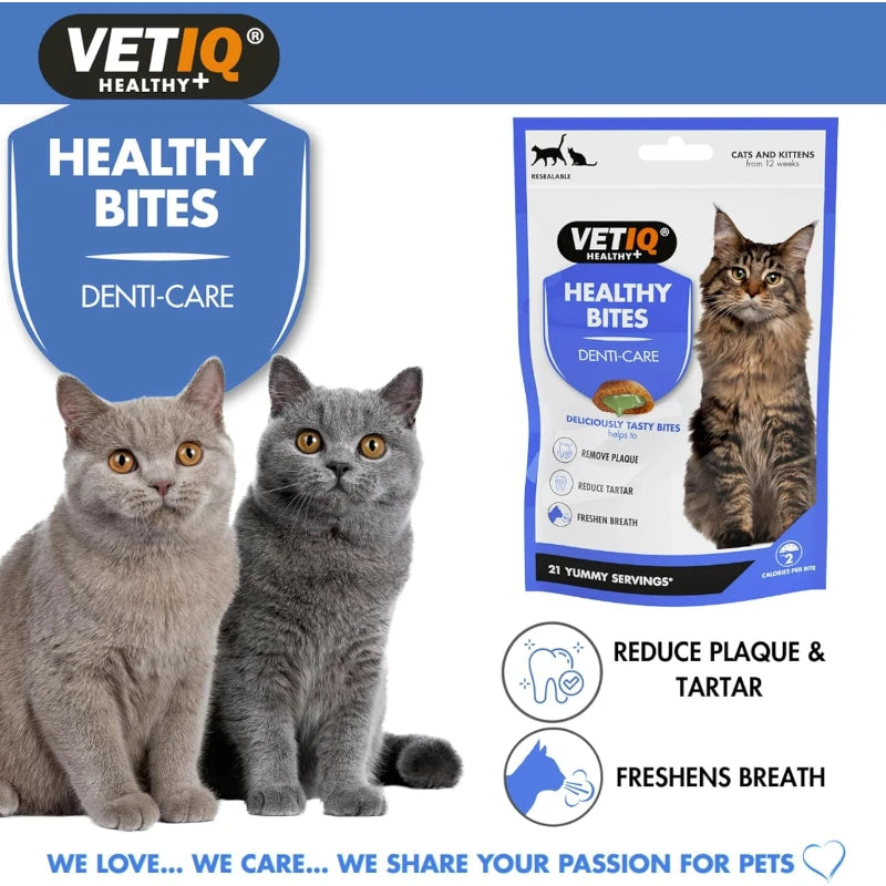 VetIQ Healthy Bites Breath & Dental Cat Treats - Duck Flavor, 65g