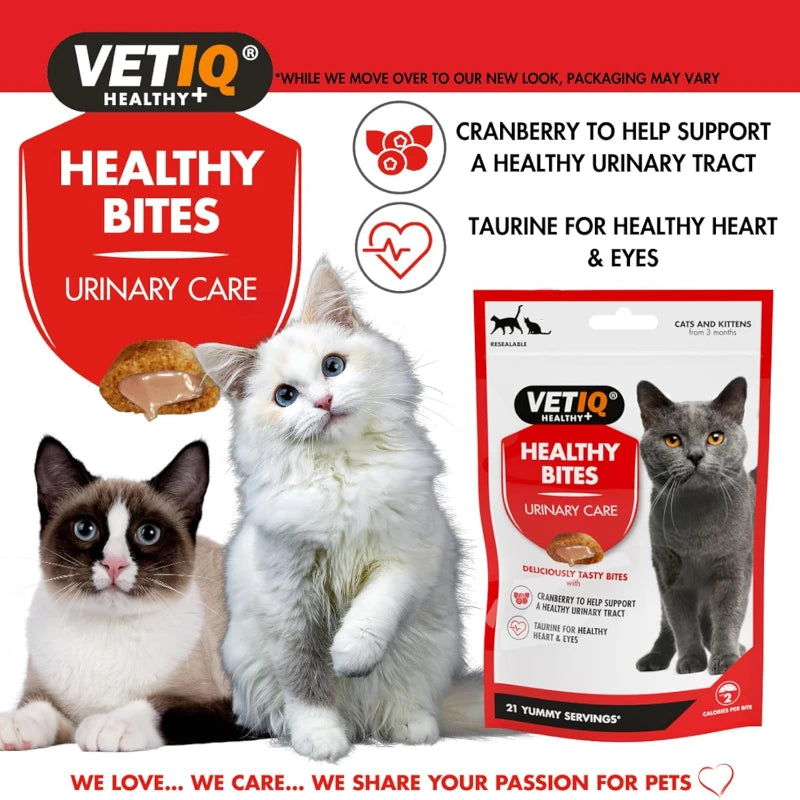 VetIQ Healthy Bites Urinary Care Cat Treats - Cranberry & Cheese, 65g