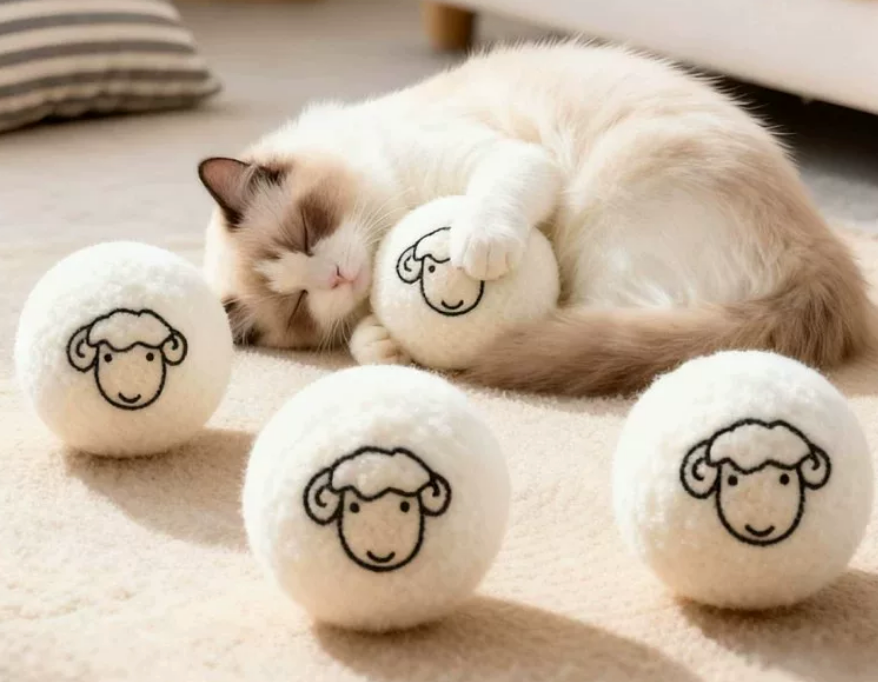 Wool Cat Ball Toy – Quiet Interactive Cat Toy
