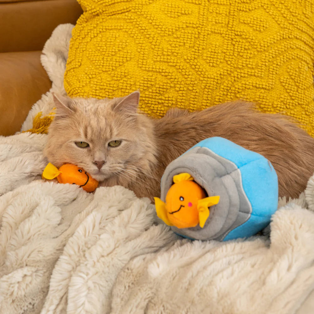 ZippyClaws Cat Toy Burrow Fish in a Bowl