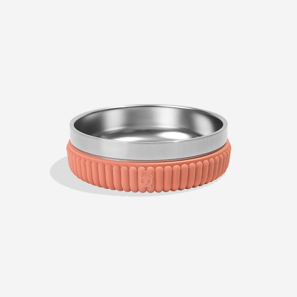 Zee.Dog Tuff Bowl - Stainless Steel Dog Bowl in Clay Stripes, Small | PAWS CLUB