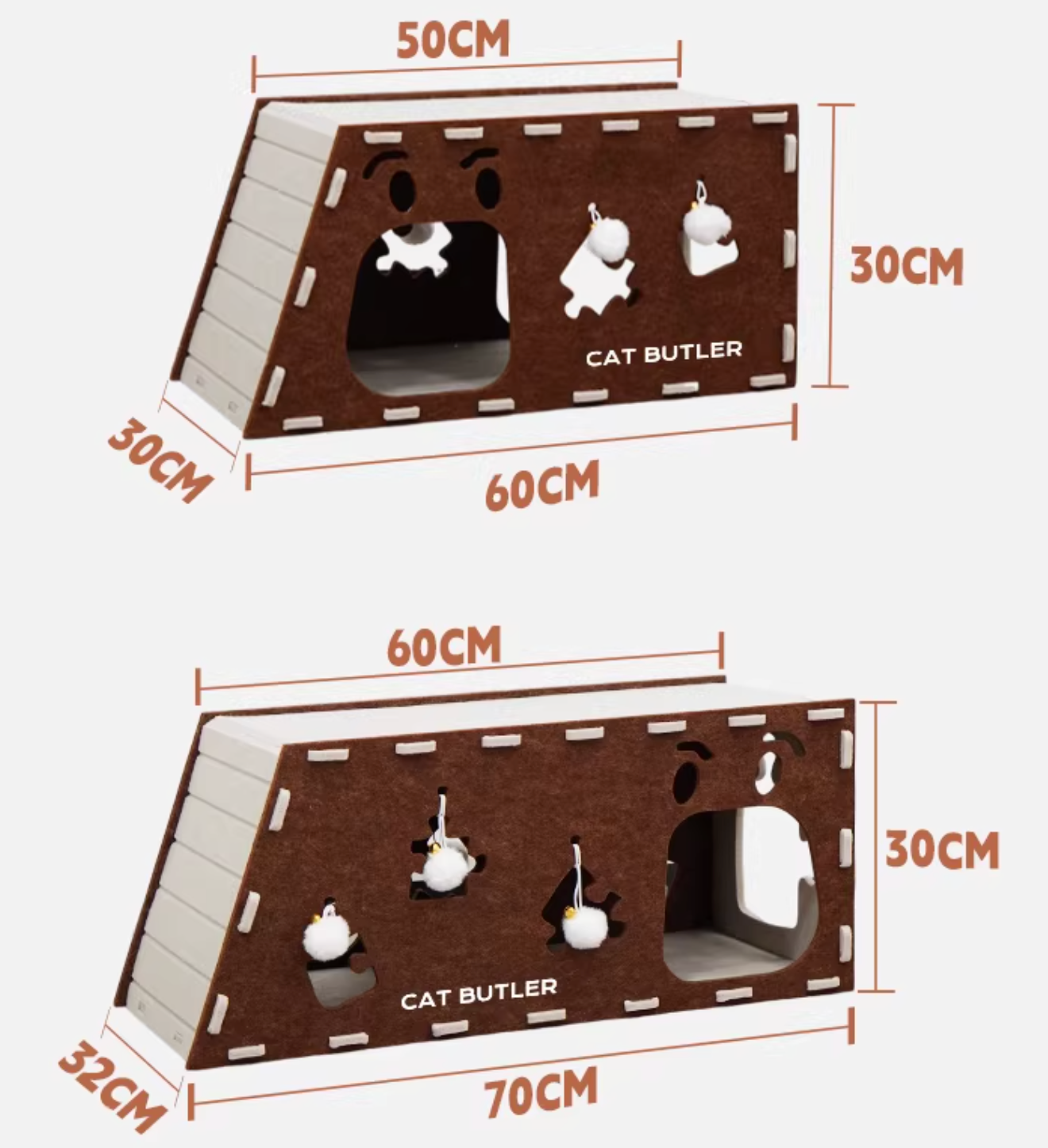 Felt Cat Nest & Scratching Board – 2-Layer Modular Cat House/Tunnel