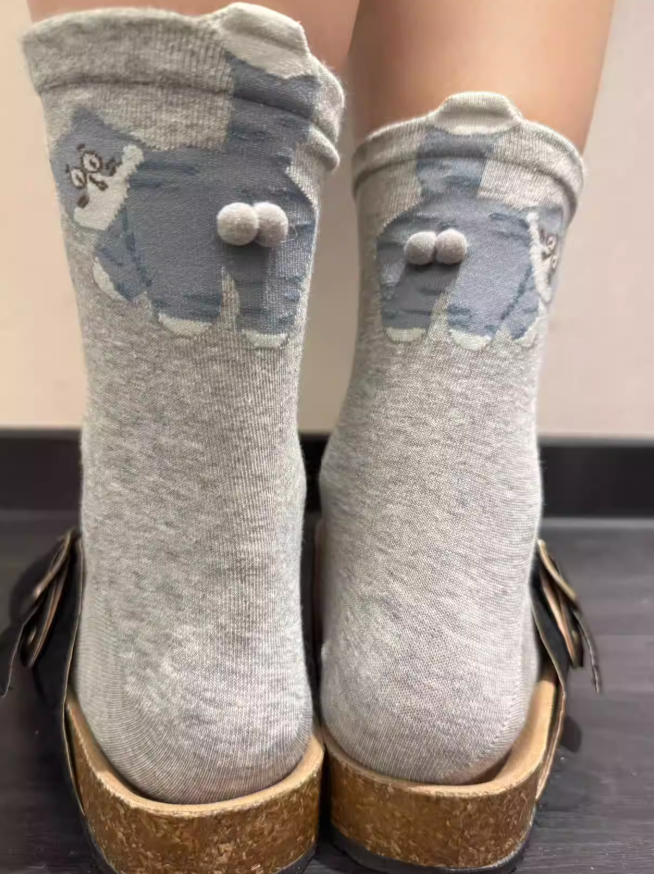 Fun Cat Mid-Calf Socks for Cat Person | Soft Cotton, Lightweight & Bone-Free