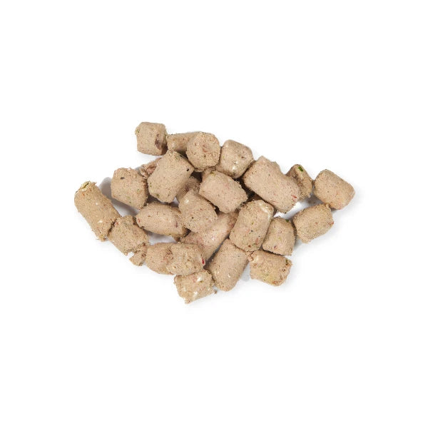 Close-up of freeze-dried Woof Lamb Green Tripe Treats, ideal for training or as a snack.
