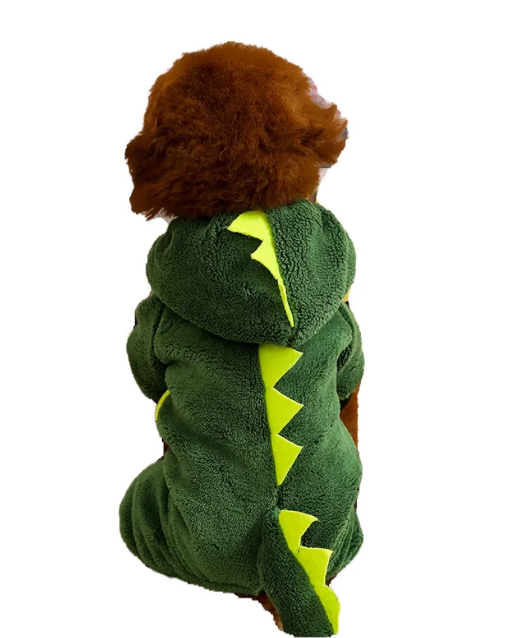 Cute Dinosaur Fleece Four-Leg Coat for Dogs & Cats – Warm Winter Pet Clothing