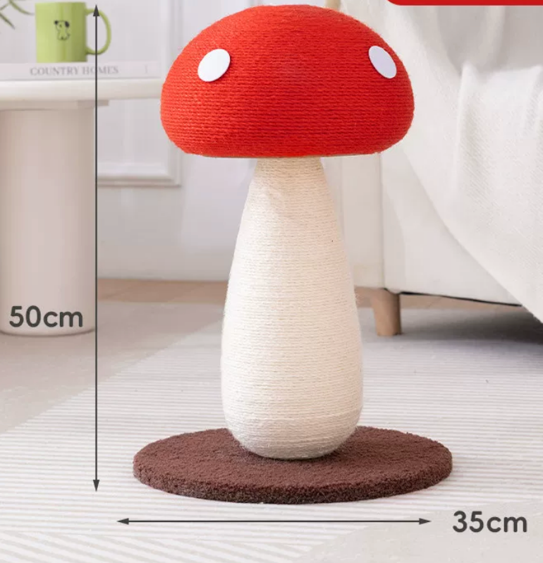 Red Mushroom Cat Scratcher | Large Sisal Rope Cat Climbing & Scratching Post