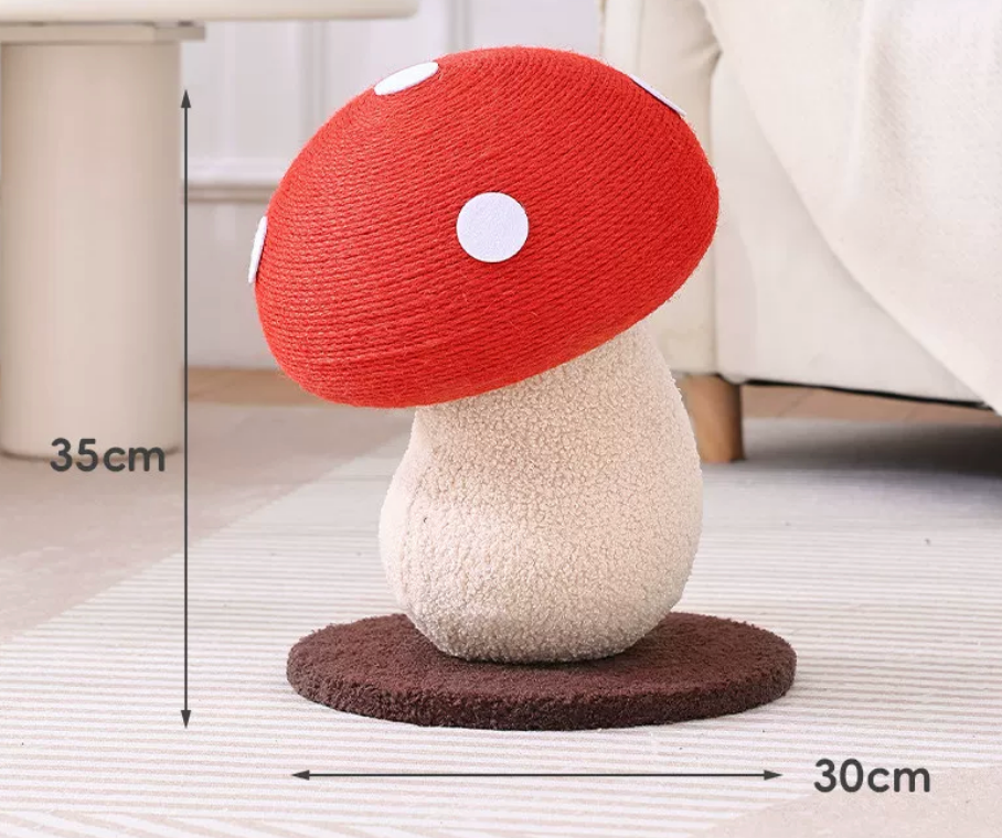 Red Mushroom Cat Scratcher | Large Sisal Rope Cat Climbing & Scratching Post