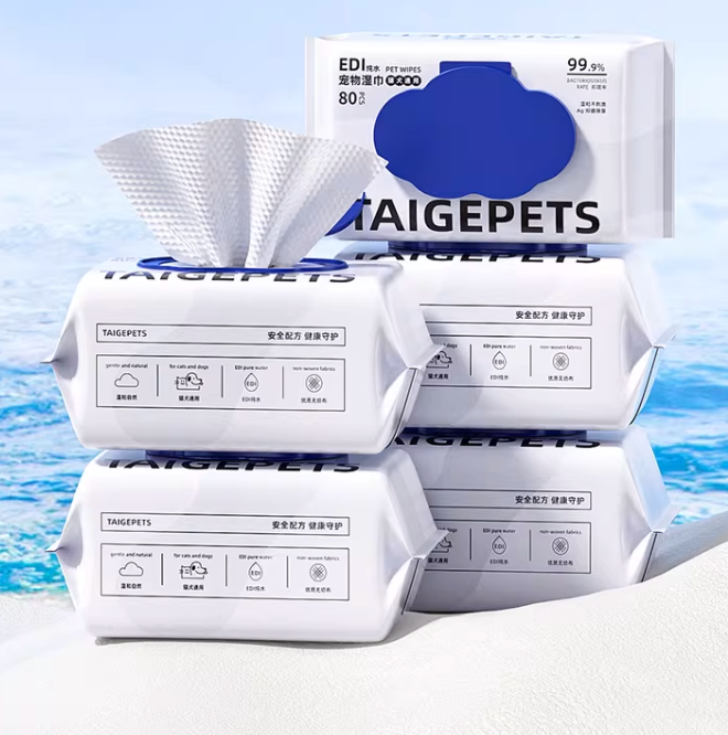 Pet No-Rinse Wipes – Moisturizing, Alcohol-Free, Hyaluronic Acid Cleansing Wipes for Dogs & Cats